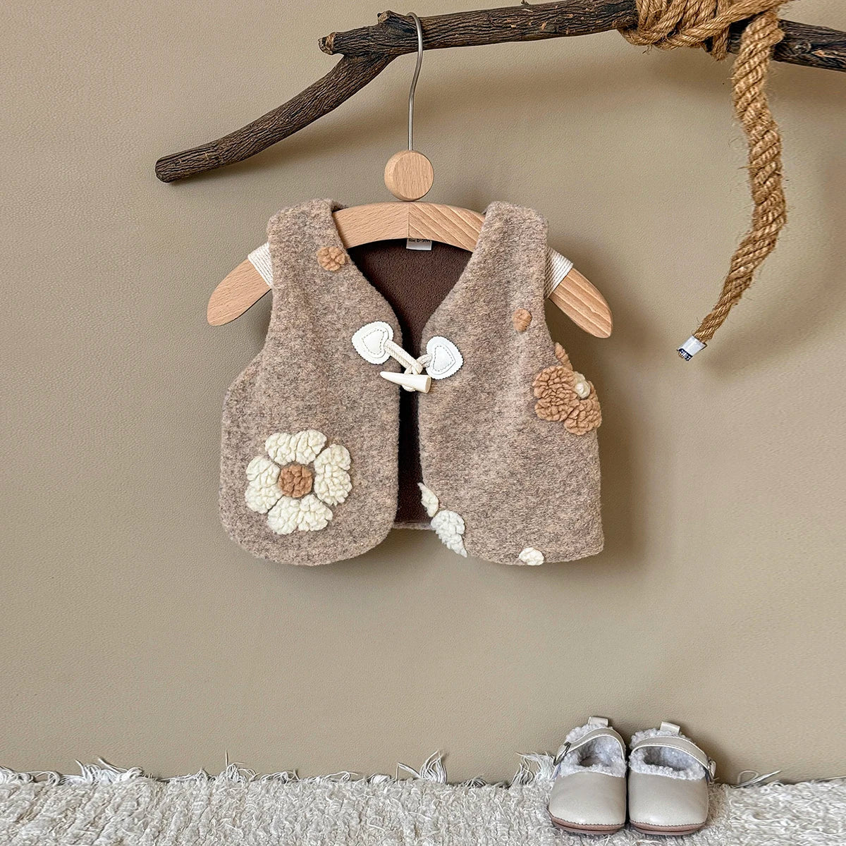 Plush Flower Embroidered Vest
