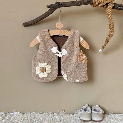 Plush Flower Embroidered Vest