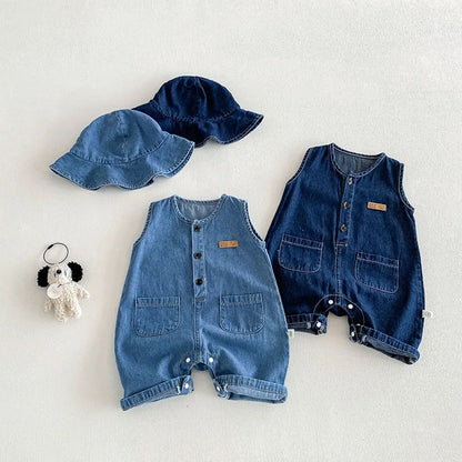 Soft Denim Jumpsuit W Hat