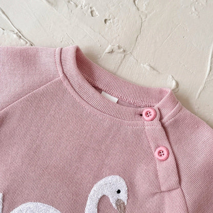 Swan Embroidered Sweater Set