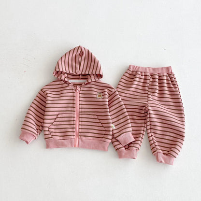 Striped Hoodie Jogger Set