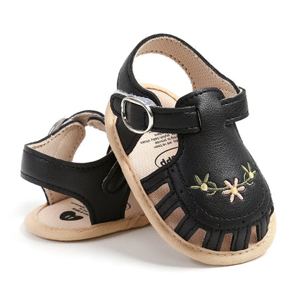 Embroidered Floral Pre-Walker Sandals