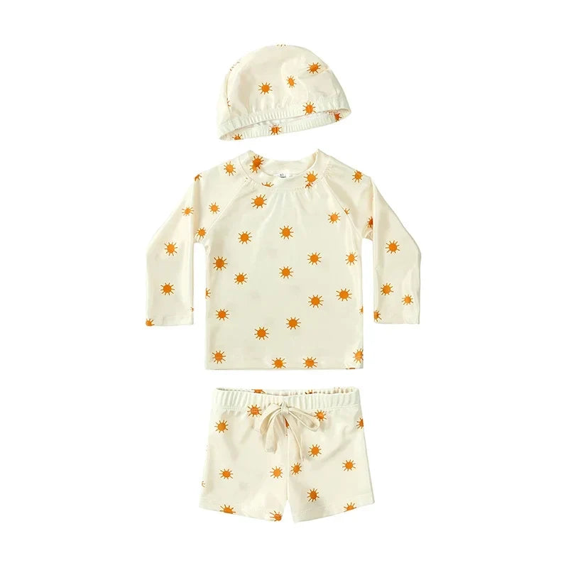 Boys Long sleeve Swimsuit Set. 3Pcs
