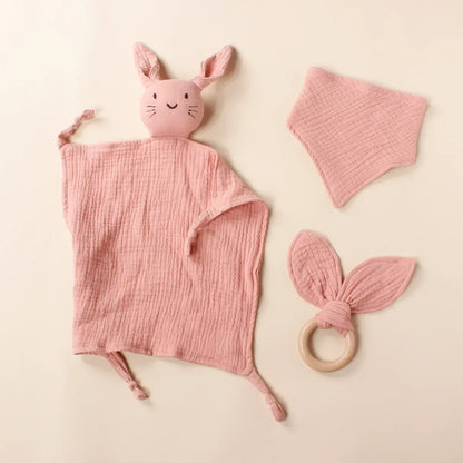 Muslin Wooden Ring Teething Set