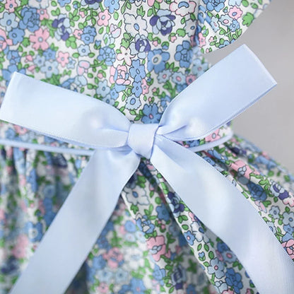 Blue Floral Ribbon Dress