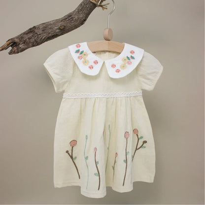 Floral Embroidery Baby Doll Dress