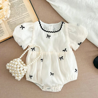Tiny Bow Embroidery Romper
