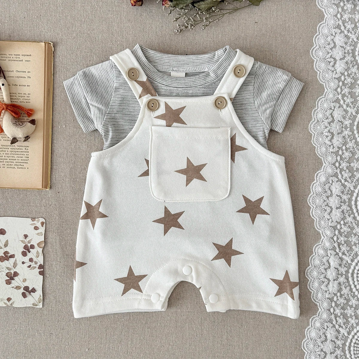 Star Suspender Jumpsuit Set