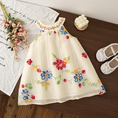 Embroidered Round Neck Dress