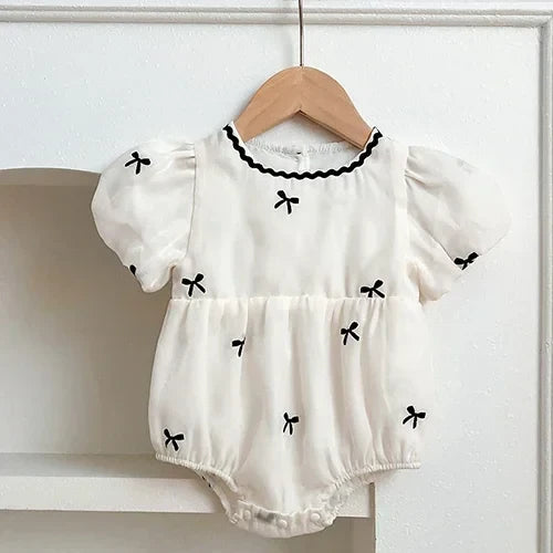 Tiny Bow Embroidery Romper