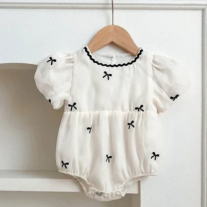 Tiny Bow Embroidery Romper