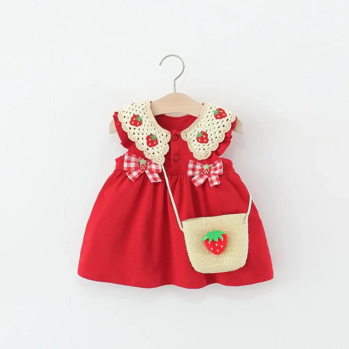 Strawberry Crochet Dress w Bag