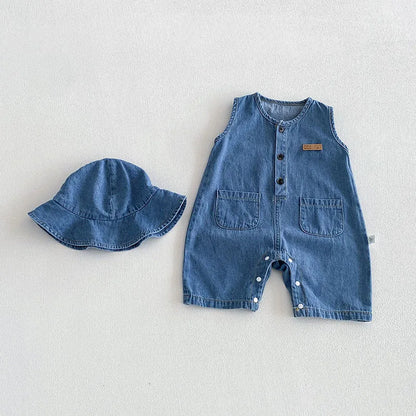 Soft Denim Jumpsuit W Hat