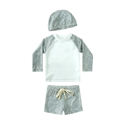 Boys Long sleeve Swimsuit Set. 3Pcs