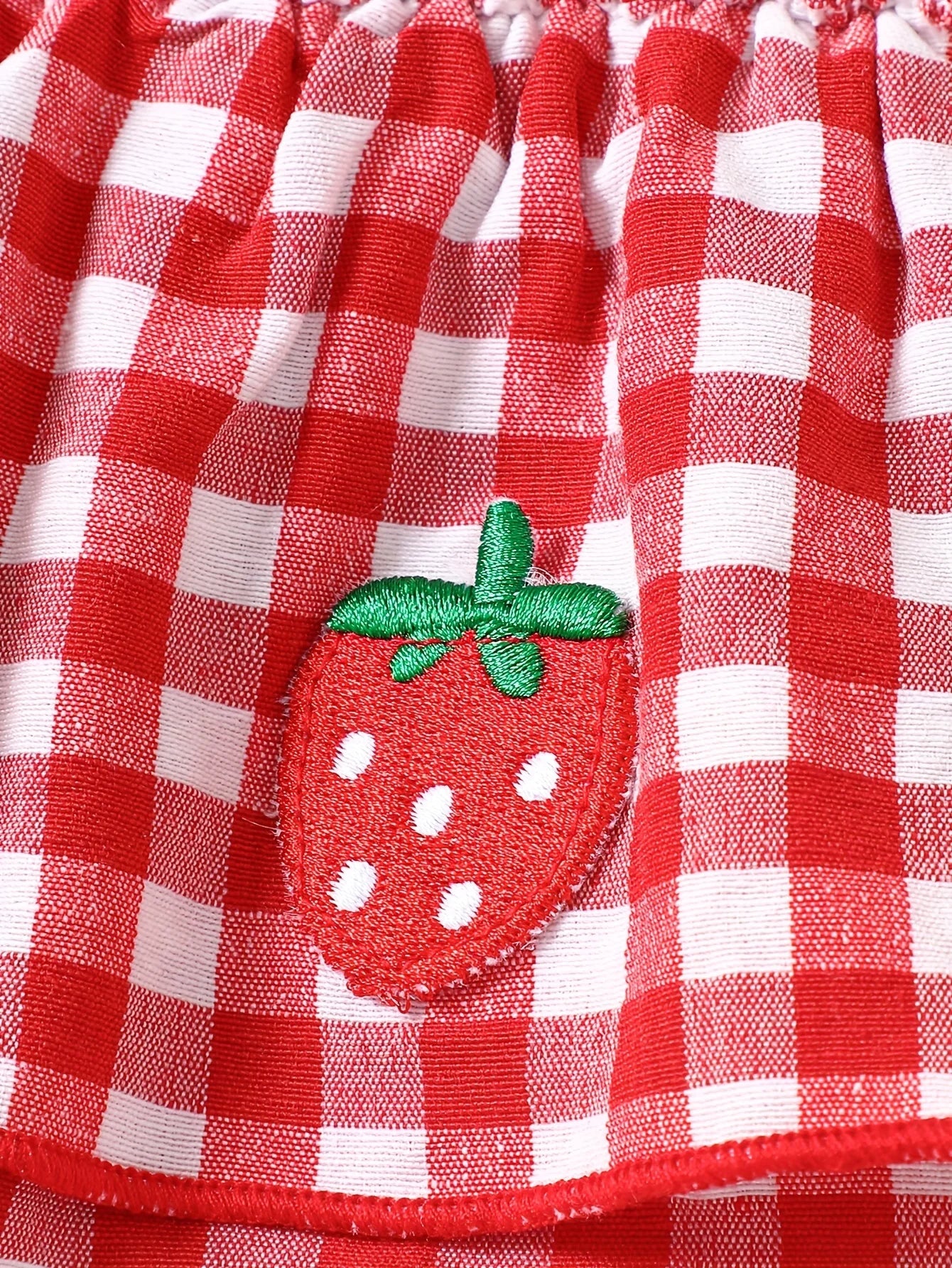 Strawberry Plaid  Layered Romper