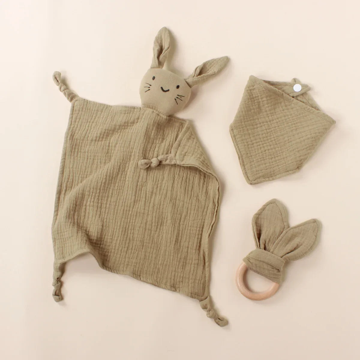 Muslin Wooden Ring Teething Set
