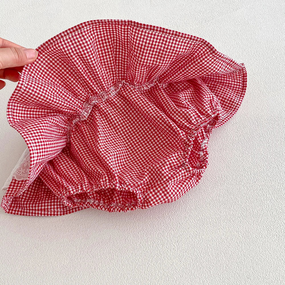 Plaid Ruffles Lace Skirt