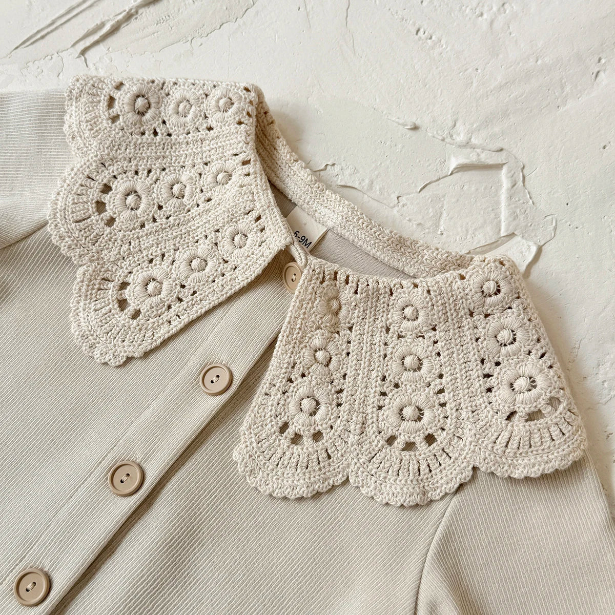 Large Lace Collar Cardigan Set