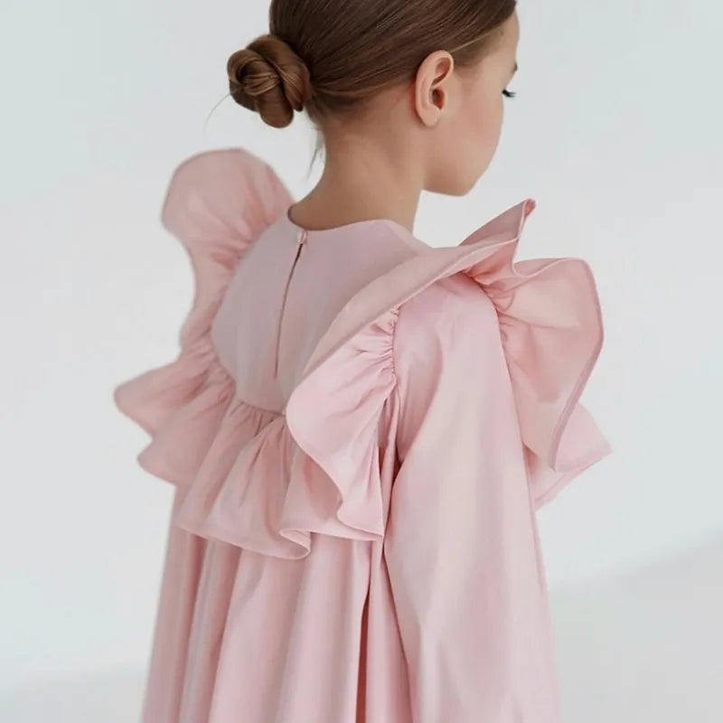 Flying Sleeve Ruffle Dress