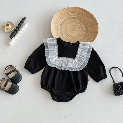 Square Frill Neckline Romper