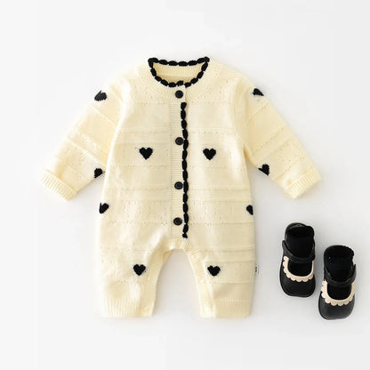 Heart Print Knit Jumpsuit