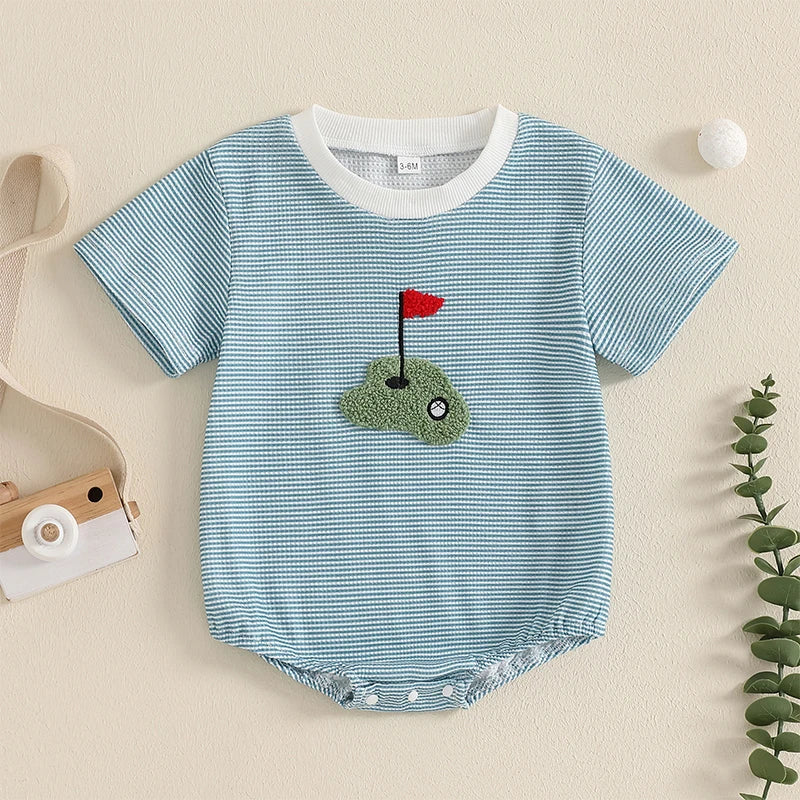 Stripe Short Sleeve Golf Bodysuit