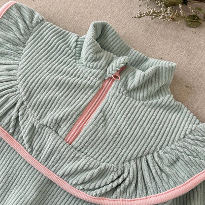 Corduroy Color block Pants Set