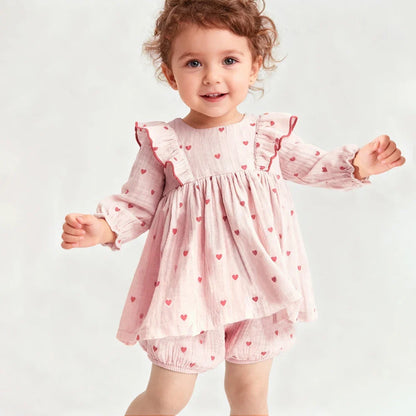 Ruffle Floral Cotton Shorts Set