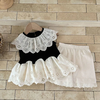 Eyelet Top and Shorts Outfit