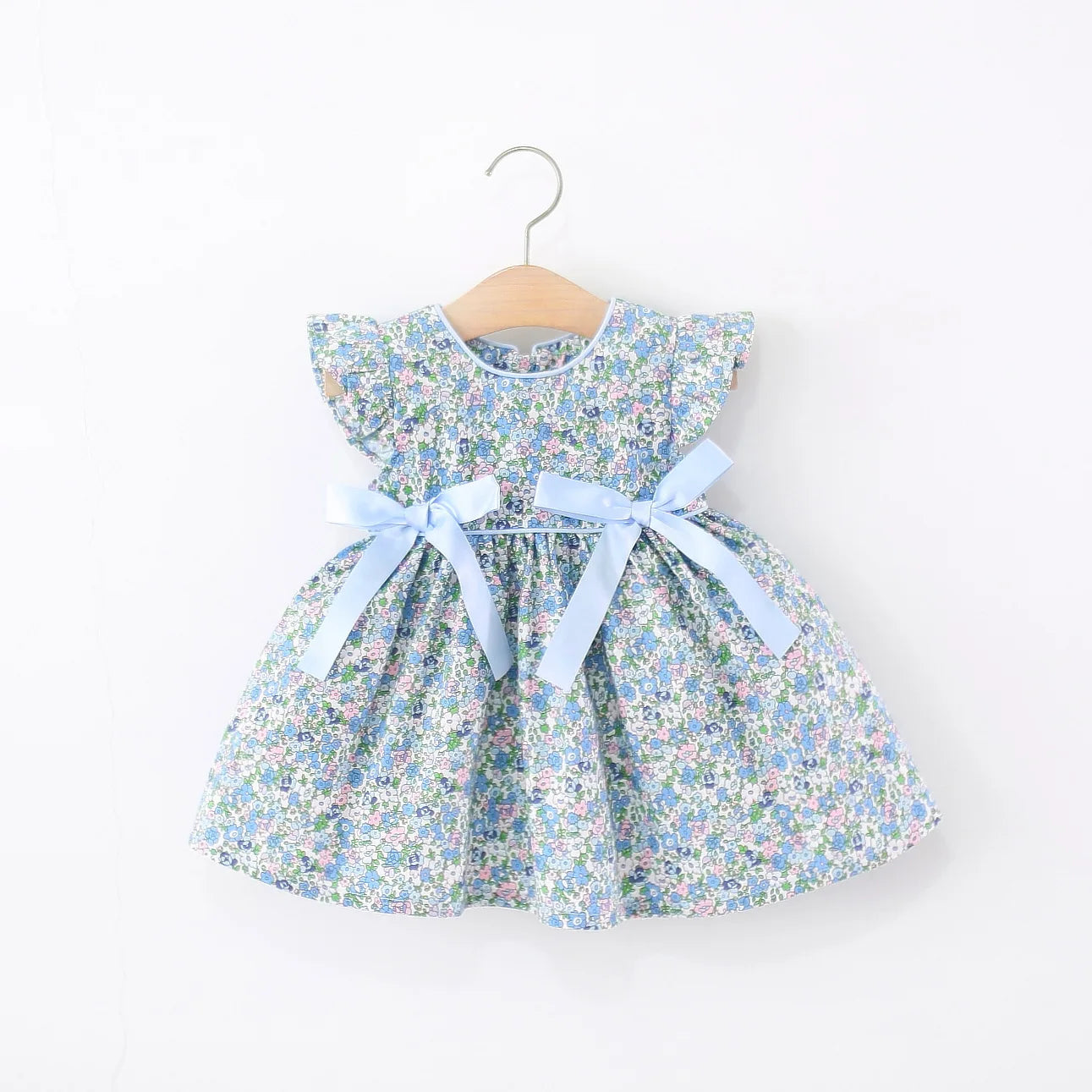 Blue Floral Ribbon Dress