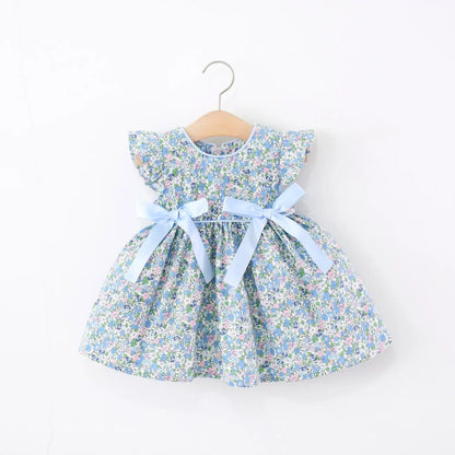 Blue Floral Ribbon Dress