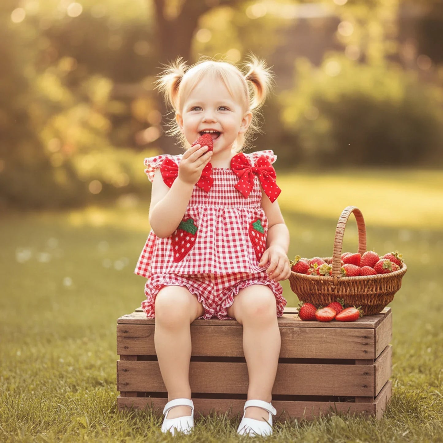 Plaid Polka Dot Strawberry Set