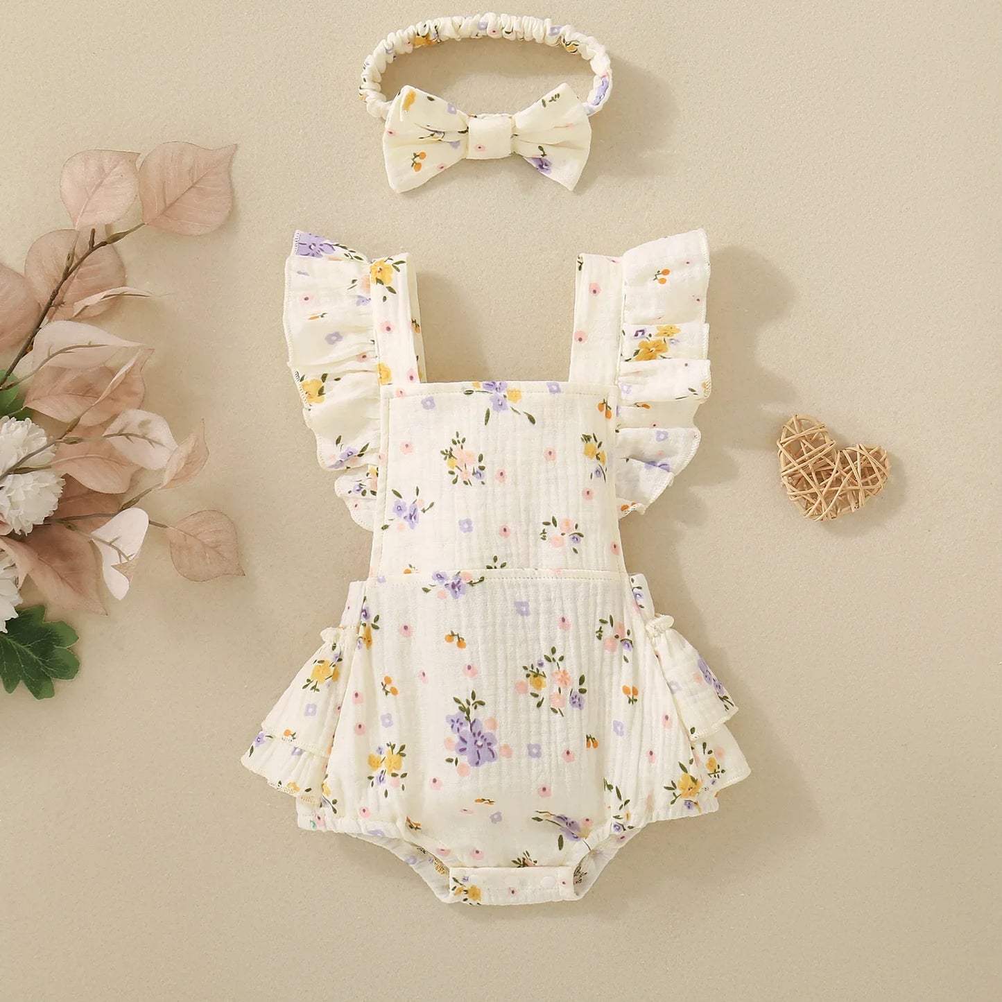Summer Flower Romper w Headband