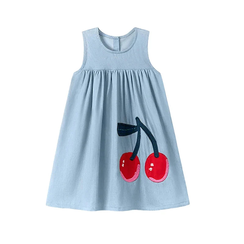 Sleeveless Cherry Blue Dresses