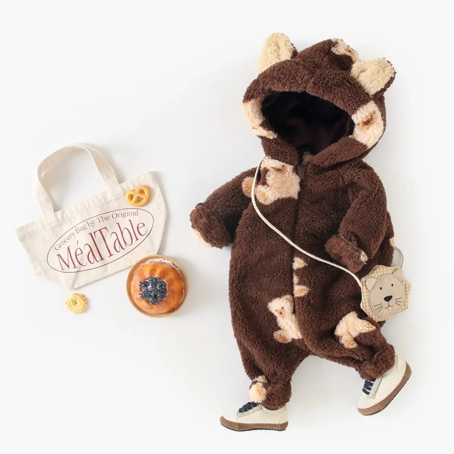 Teddy Bear Fleece Hooded Jumpsuit