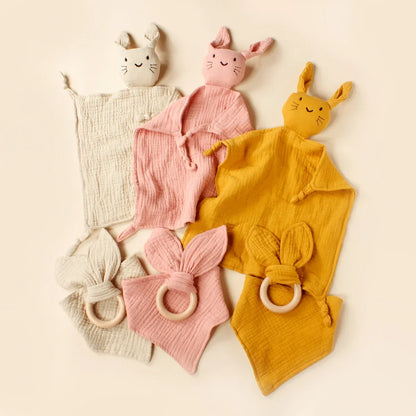 Muslin Wooden Ring Teething Set