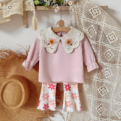 Crochet Lapel Floral Set