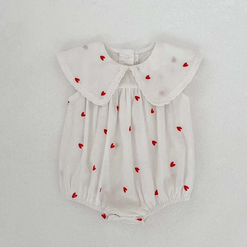 Heart Print Flap Romper