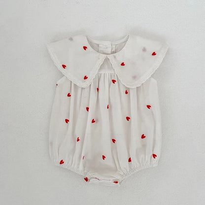 Heart Print Flap Romper
