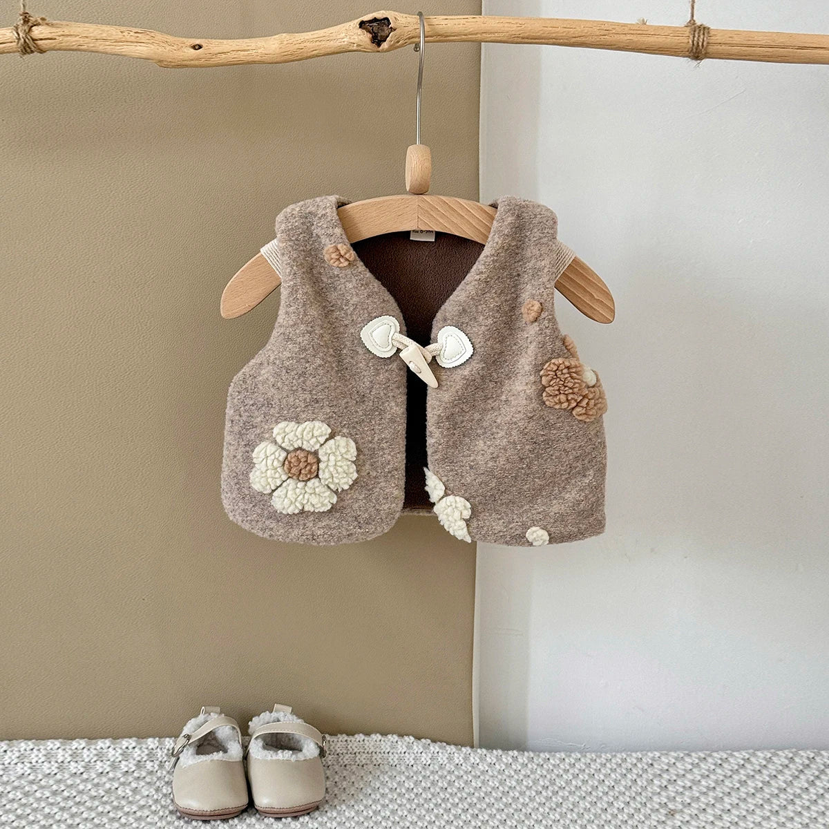 Plush Flower Embroidered Vest