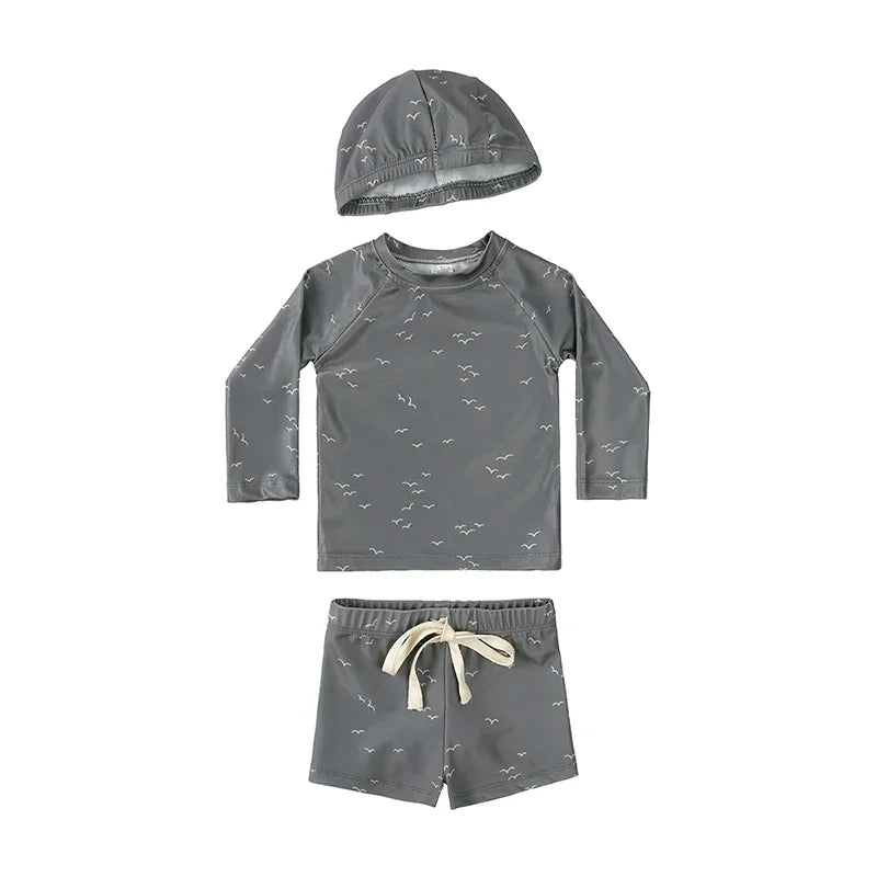 Boys Long sleeve Swimsuit Set. 3Pcs