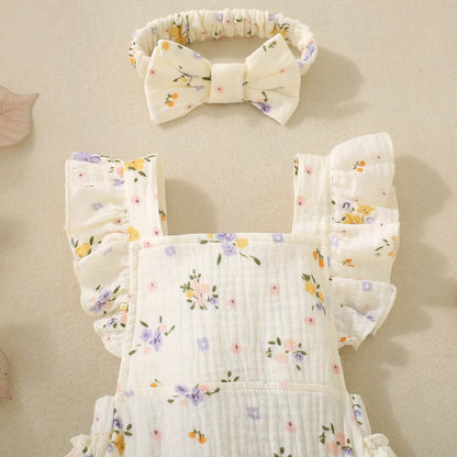 Summer Flower Romper w Headband