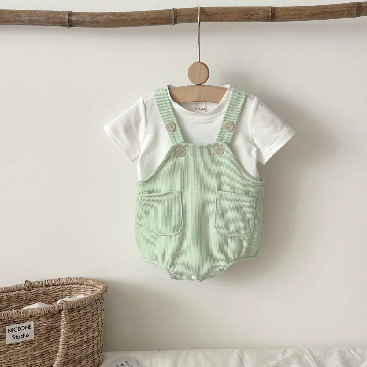 Mint T-Shirt Suspender Romper Set