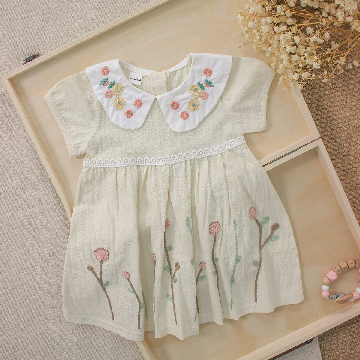 Floral Embroidery Baby Doll Dress