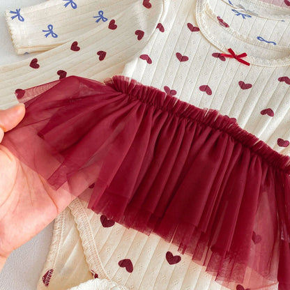 Heart Print Tutu Bodysuit