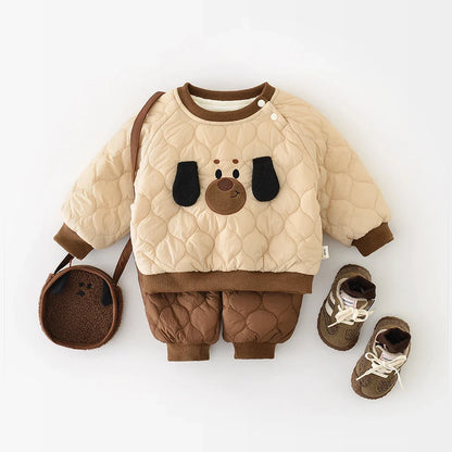 Cartoon Dog Padded  Pants Set
