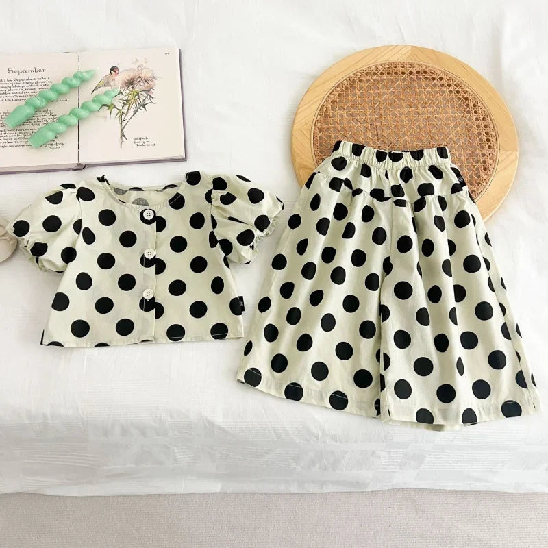 Polka Dot Wide Pants Set