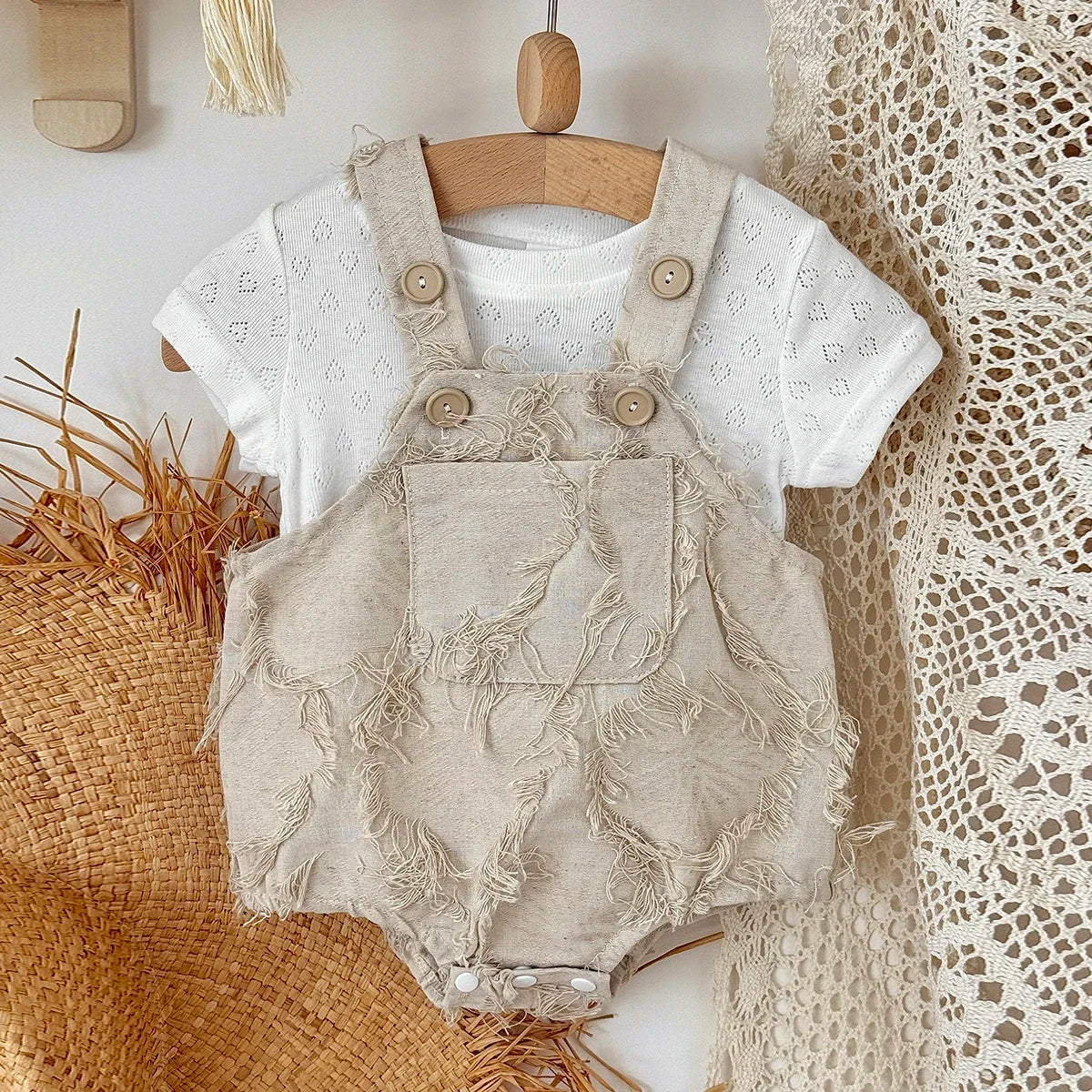 Boho Fringe Jumpsuit Set