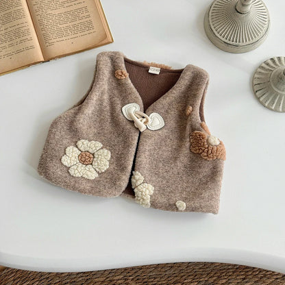 Plush Flower Embroidered Vest