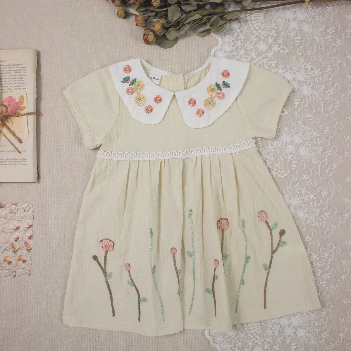 Floral Embroidery Baby Doll Dress